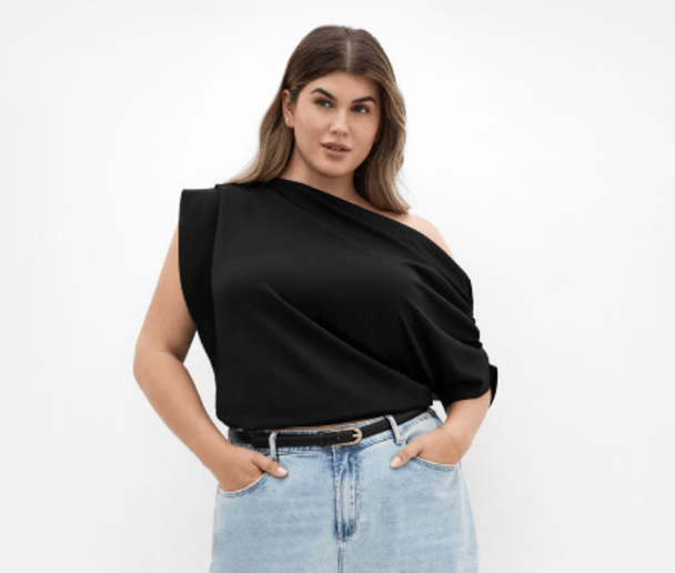 Relaxed off-shoulder neckline sleeveless top from City Chic