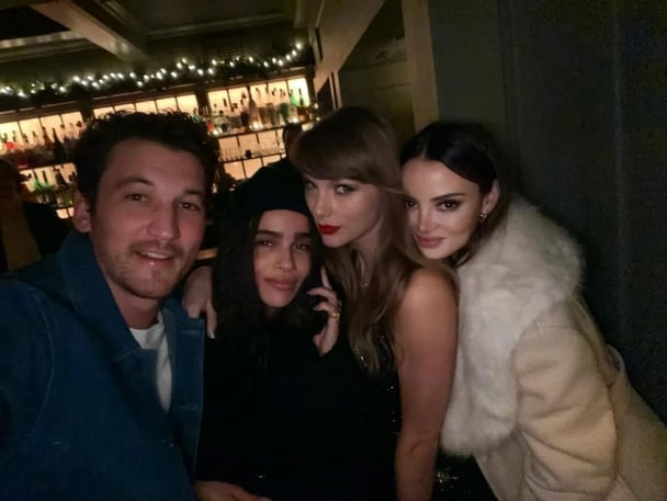Miles Teller, Zoe Kravitz, Taylor Swift and Keleigh Teller. 