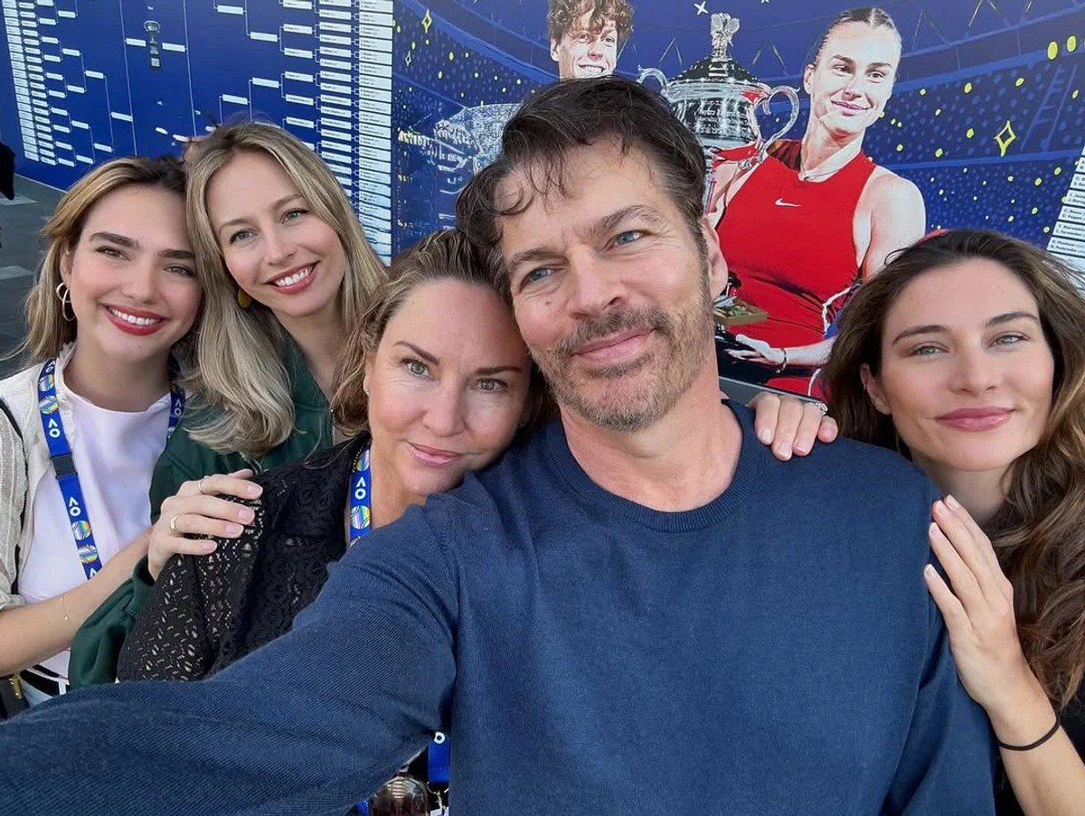 Harry Connick Jr and his family at the Australian Open. 