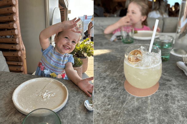 Atmos cafe featuring kids and margaritas.