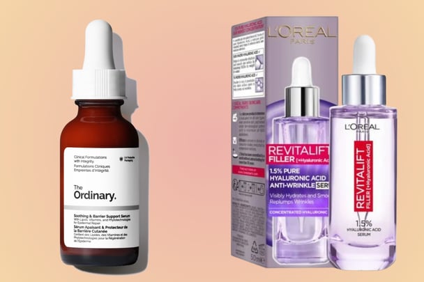 The Ordinary's Soothing and Barrier Support Serum, L'Oréal Paris Revitalift Filler 1.5% Hyaluronic Acid Plumping Serum, best facial serums australia