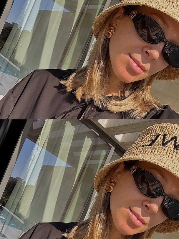 Australian stylist Annabel Falco wears statement studs with Gucci shades