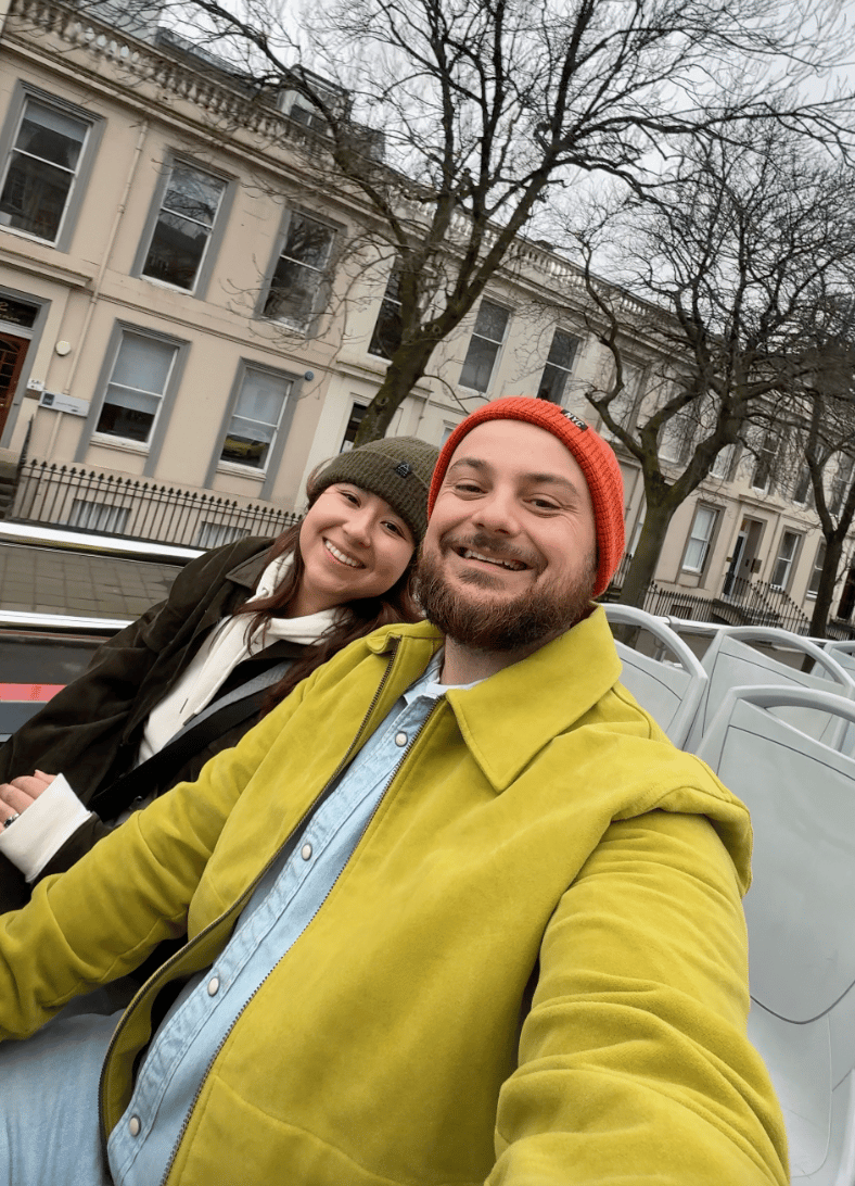 The author and her male travelling partner share a selfie.