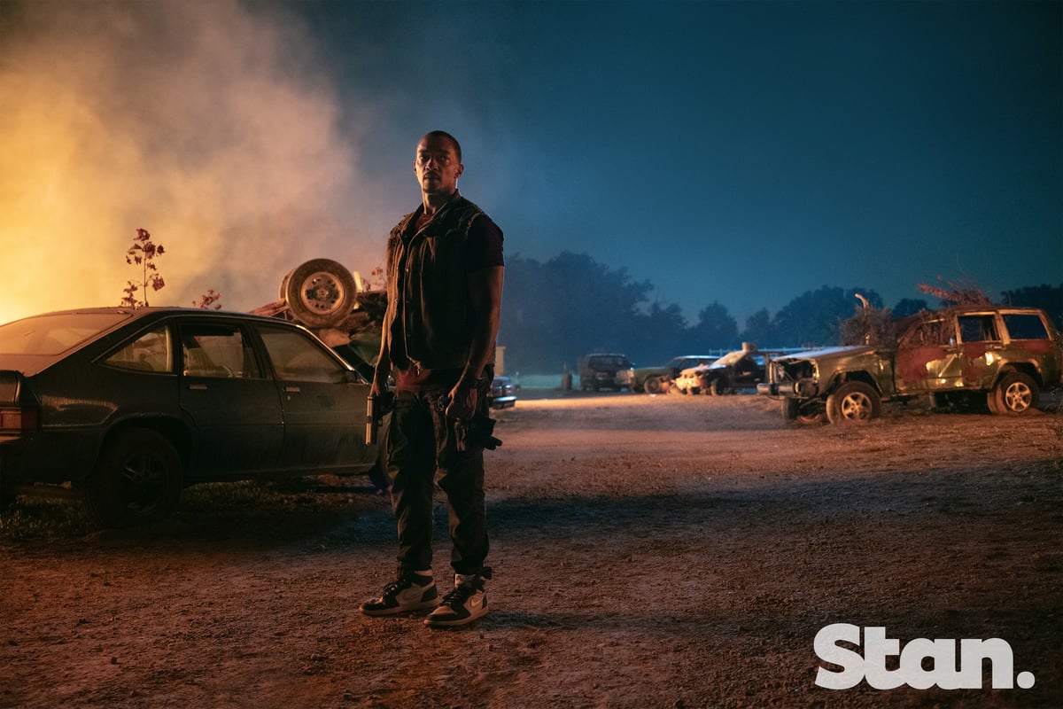 Anthony Mackie as John Doe in Twisted Metal. Image: Stan
