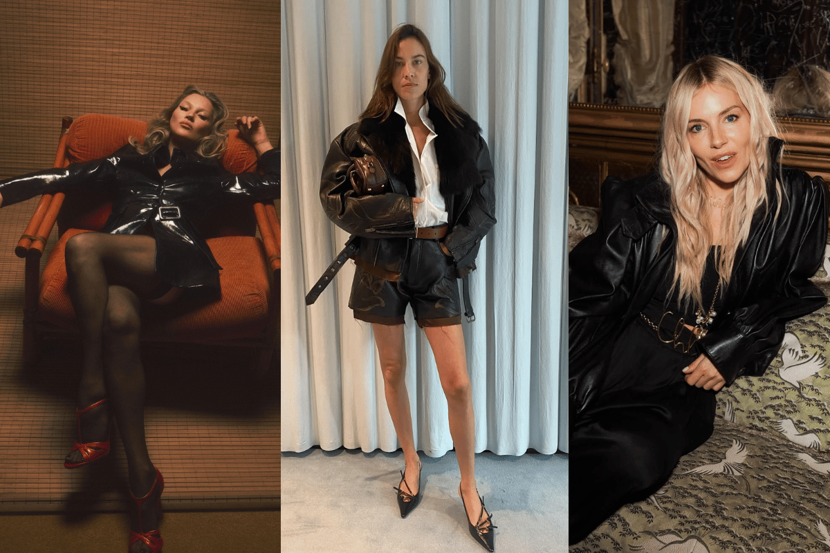 Kate Moss models her Zara collection, Alexa Chung at a fashion event recently, and Sienna Miller is seated at a Chloe runway show.