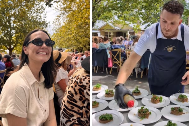 Dom Aboud of The Union Bank plating up at the Sampson Street Lunch in Orange, NSW. Image: Supplied.