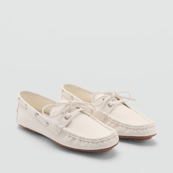 bovine leather boat shoes in white from Mango
