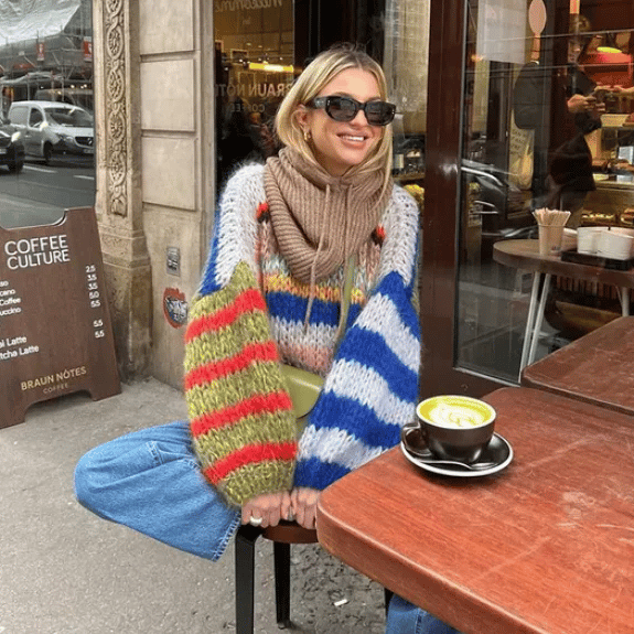 woman wearing knit jumper from Petite Chérie