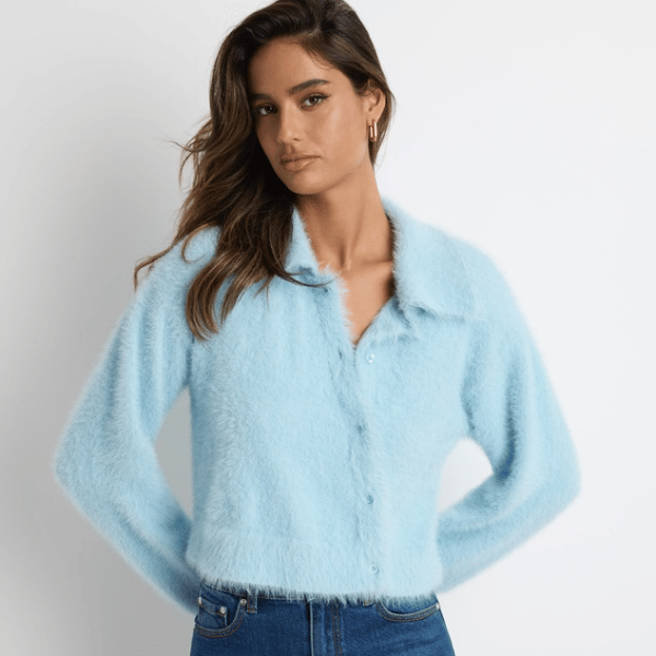 collared neckline knit cardigan from Dazie