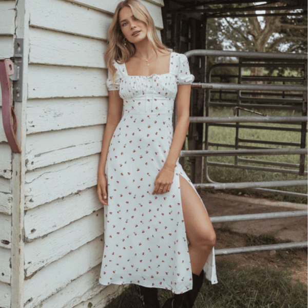 short sleeve with elasticised cuff midi dress from Petal & Pup