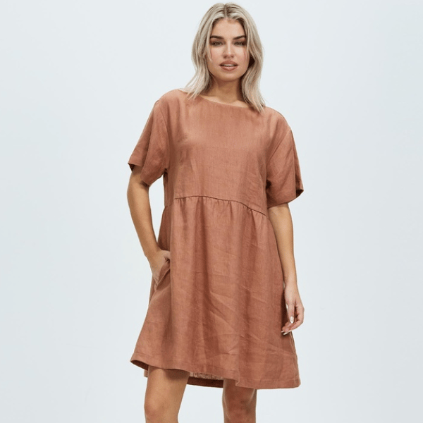 relax fitted linen dress from White By FTL