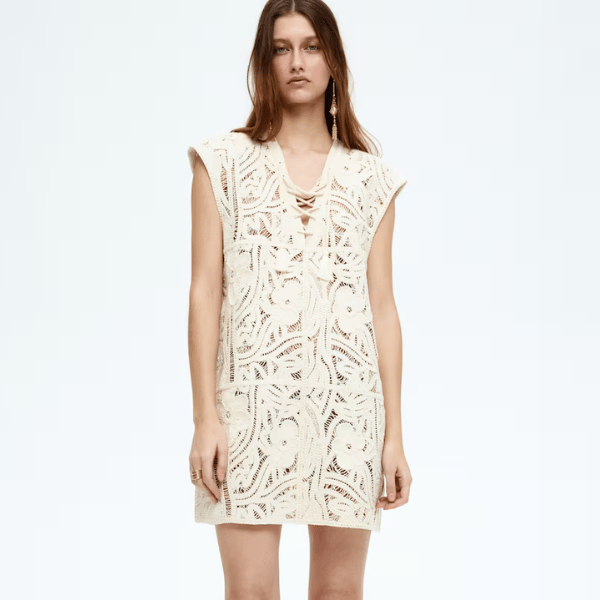 short dress in a crochet look knit from H&M