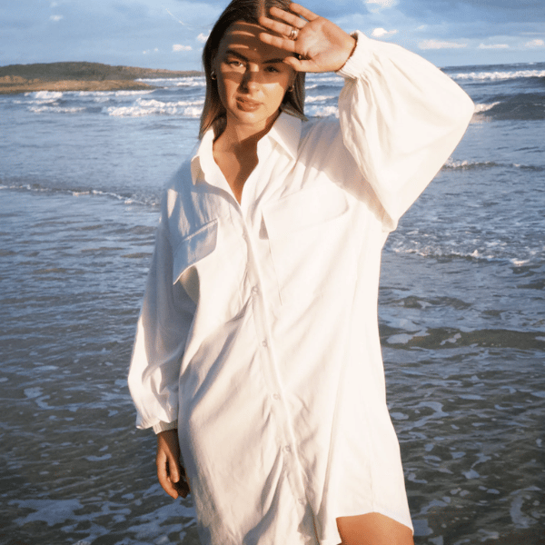 shirt dress style in white from Fayt The Label