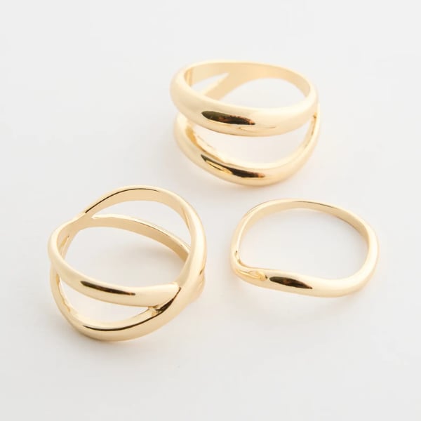 Glassons mixed pack of three gold rings