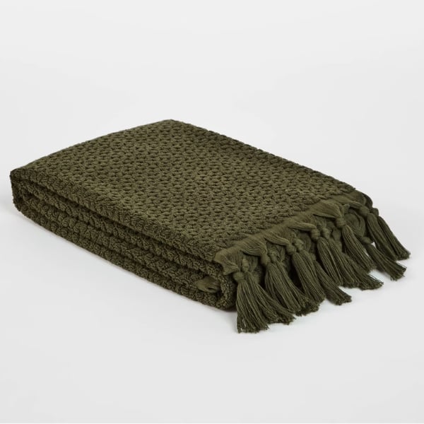 Bath towel made from Australian cotton in moss green.