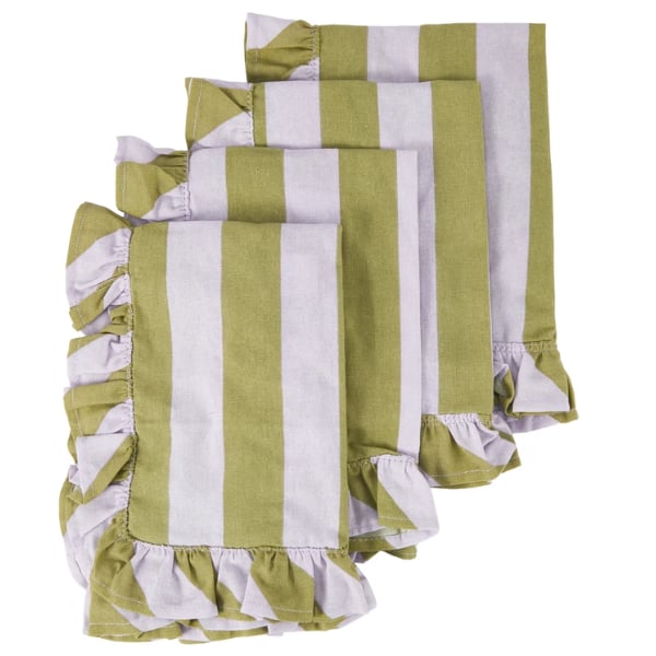 Napkins with ruffle trim in stripes