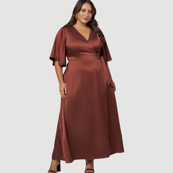 silky woven fabrication maxi dress from Pink Dusk by Curve Project