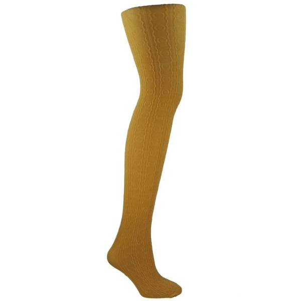 double cable pattern tight in mustard from Columbine