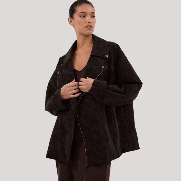 oversized suede biker jacket from Dissh