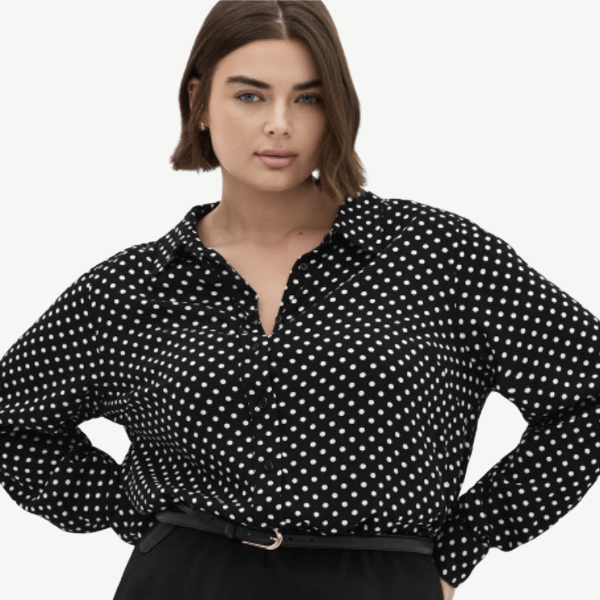 collared neckline polka dot shirt from city chic