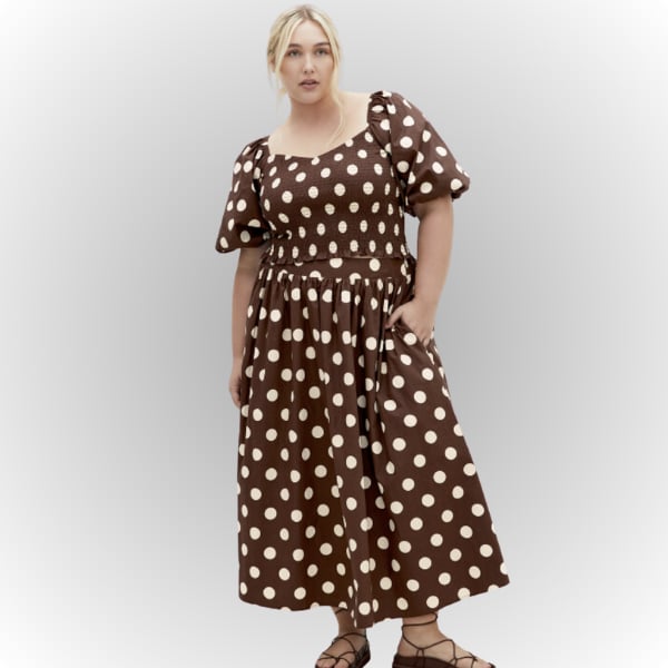 polka dot top and skirt in brown from City Chic