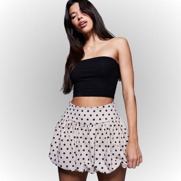 bubble hem mini skirt in polka dot from Asos