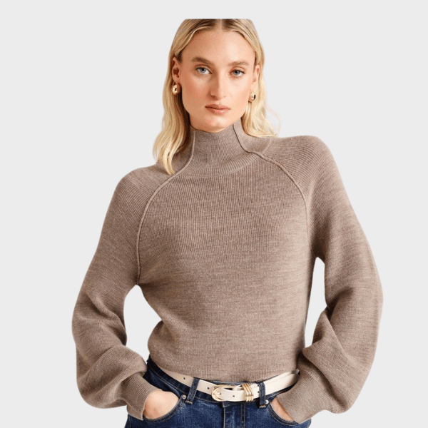 woman wearing tauper knit jumper from Basque