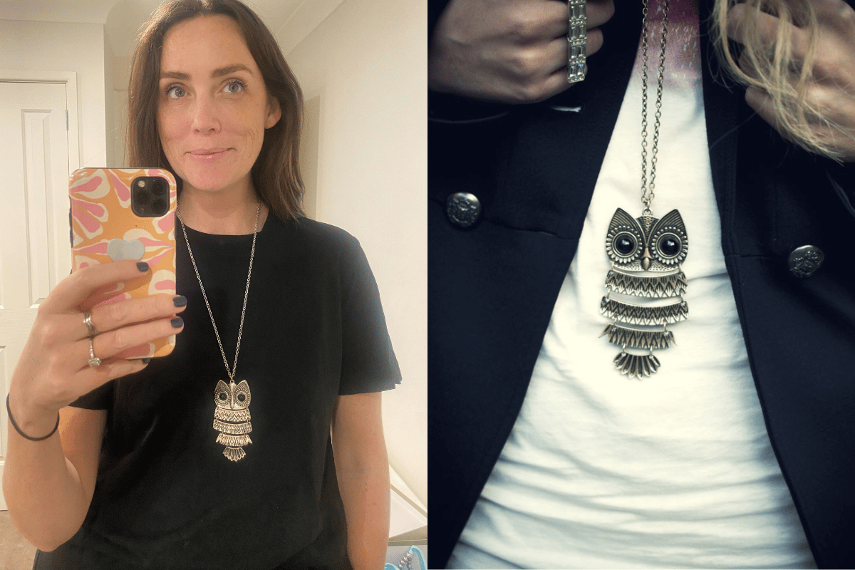 The 2010-era owl necklace. 