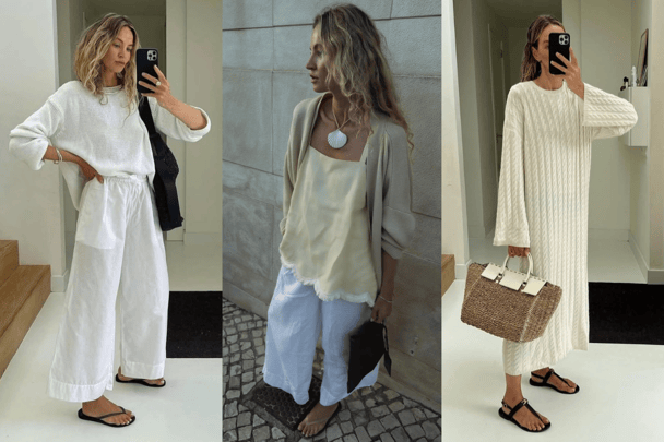 Influencer Anouk Yve in 'lazy luxury' outfits.