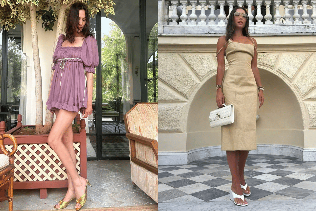 Alexa Chung and Rozalia Russian wear backless mules.
