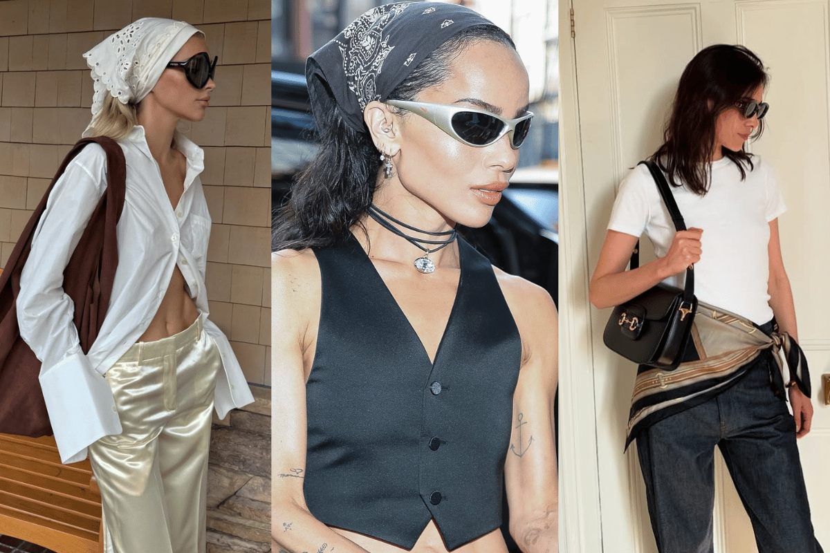 Elsa Hosk, Zoe Kravitz and Alexa Chung wear scarves and bandanas their way in 2025