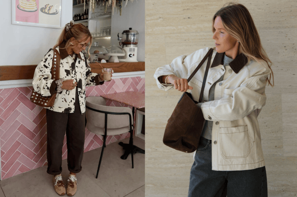 French fashion influencer Ines Richard wears a cow-print barn shacket.