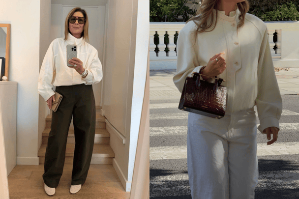 Fifi Milne demonstrates how to style a shell jacket in the popular Uniqlo windbreaker, while content creator Amy Beth wears an elegant sporty bomber.