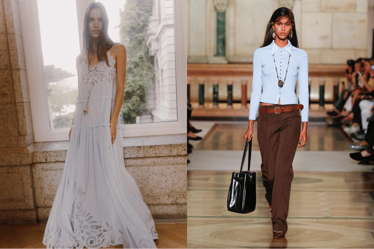 Baby blue styles at Ulla Johnson and Tory Burch.