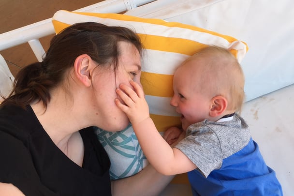 Cate Gilpin with her son. Image: Supplied.