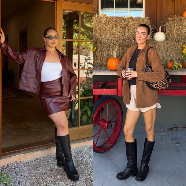 Influencers wear calf-length leather boots.