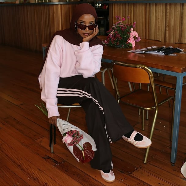 Content creator Basra Ajeh wears the Adidas Samba Jane.