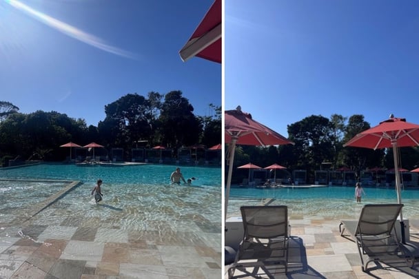 Children play in the lagoon pool at Elements of Byron.