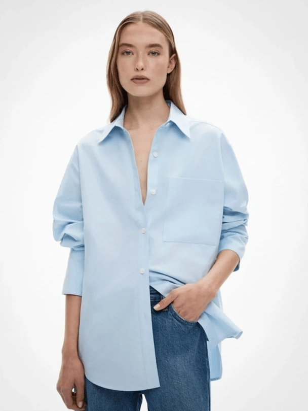 Oversized light blue button-down shirt australia