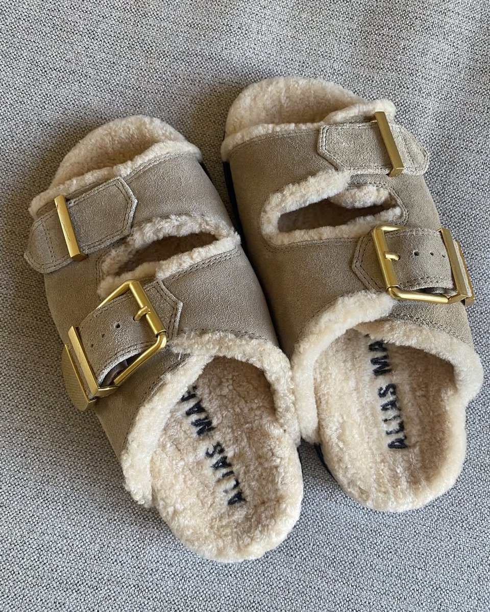 Writer shares the Alias Mae shearling slides she purchased.