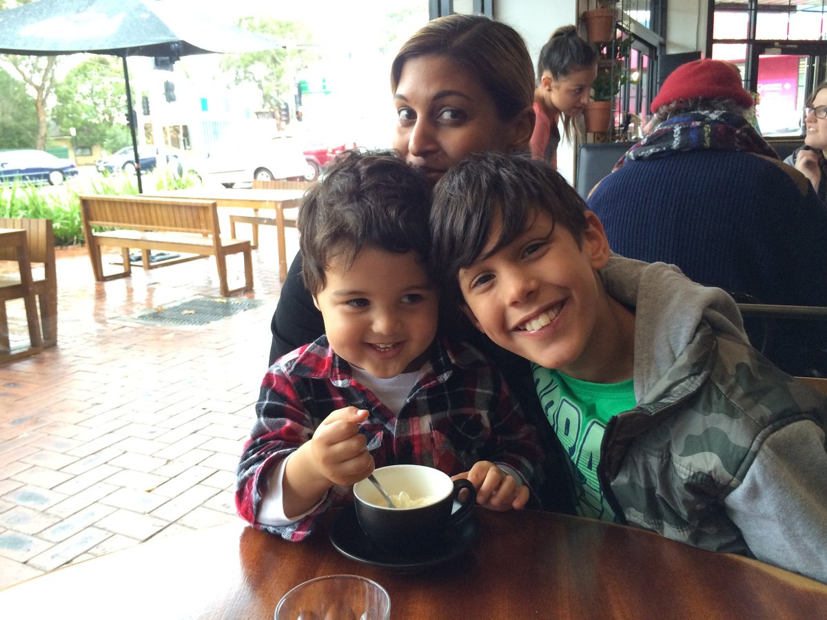Caroline Brunne pictured with her children.