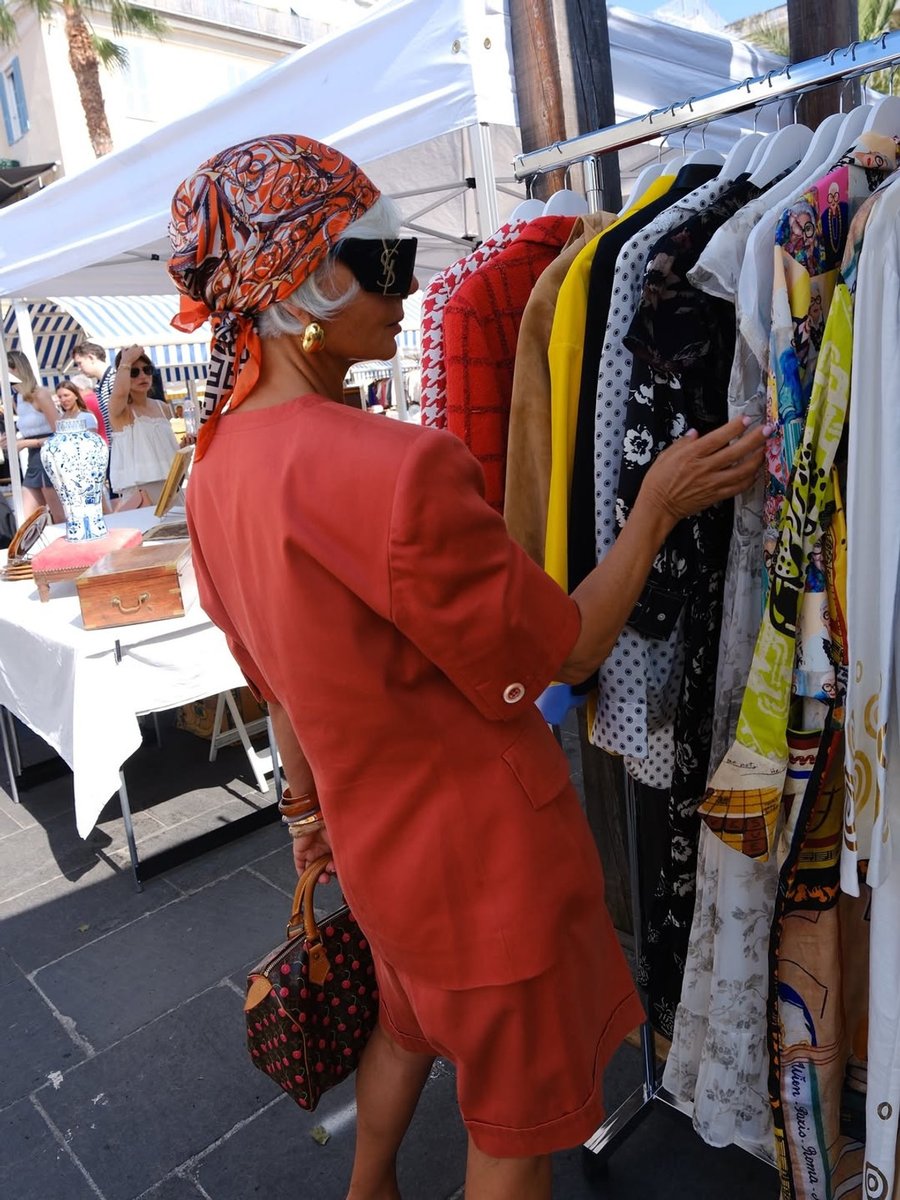 Influencer Grece Ghanem trawls the markets in Nice.