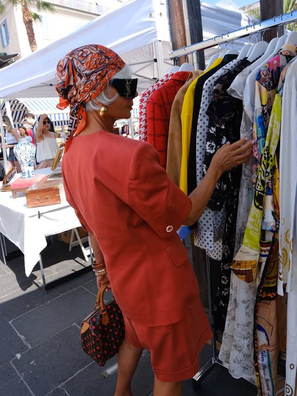 Influencer Grece Ghanem trawls the markets in Nice.