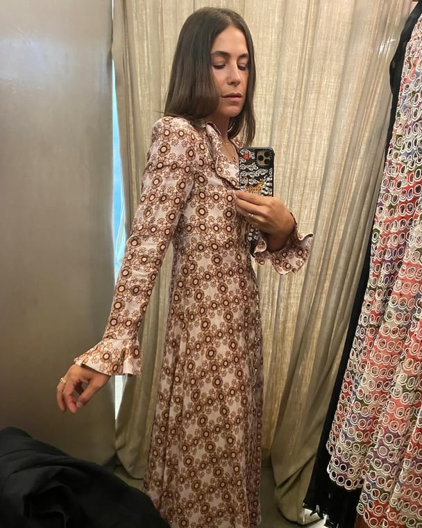 Trying on dresses at the IRL Zimmermann outlet store in Sydney.
