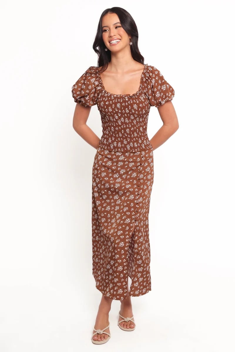 skirt set in Brown ditsy floral from Petal & Pup