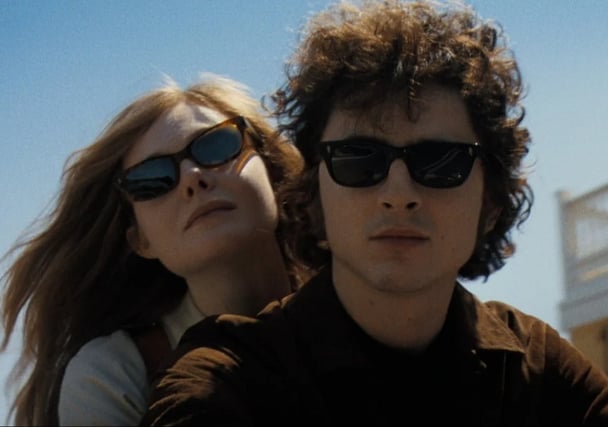 Elle Fanning and Timothee Chalamet in A Complete Unknown.