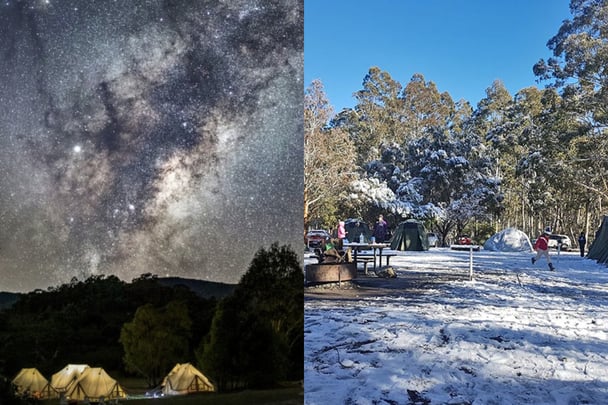 Cotter Campground at night, Honeysuckle Campground ACT