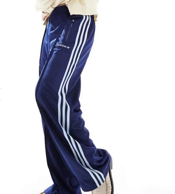 blue Adidas trackpants