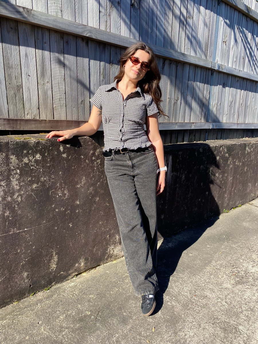 Writer Ailish Delaney wears the Kmart Wide Leg Jeans in black.