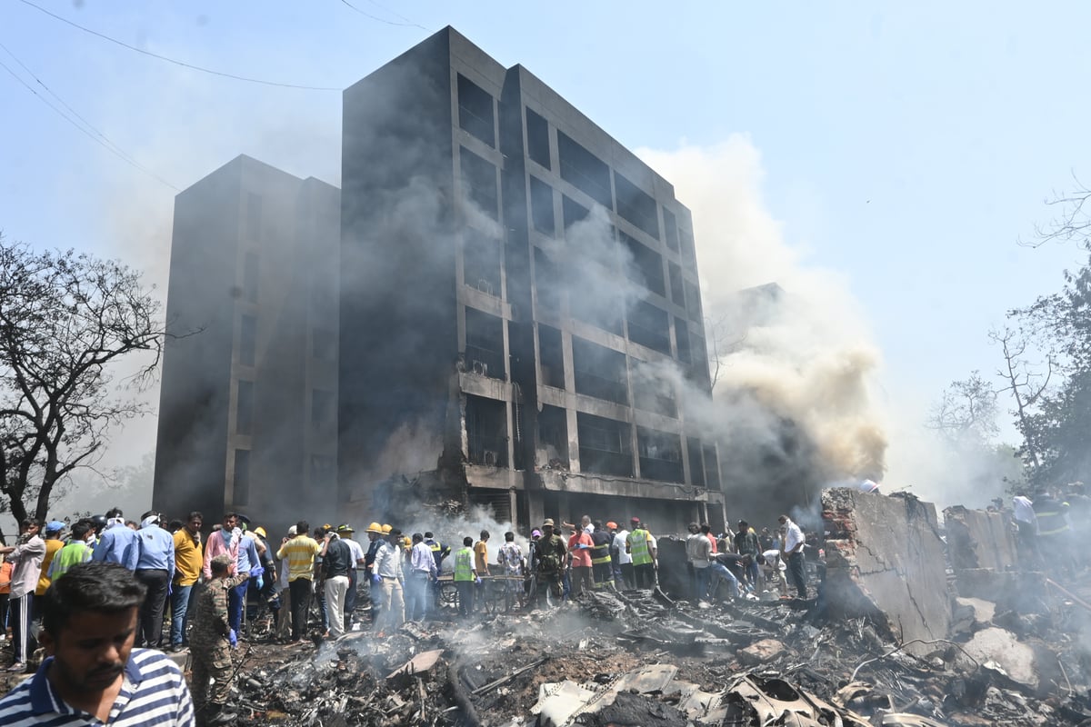 The Air India plane crash scene.